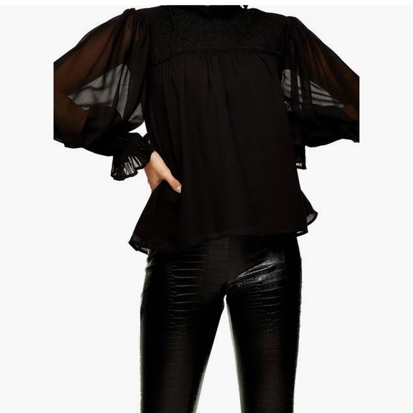 Beaded Topshop blouse size 6 black. - Picture 2 of 4